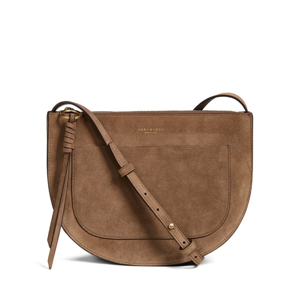 Tory Burch Piper Large Suede Saddle Crossbody